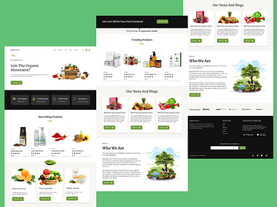 Organic food landing page ecommerce ecommerce website elementor figma food homepage landing page organic organic food packaging shop ui ui design uiux ux vegetables web design website website design woocommerce