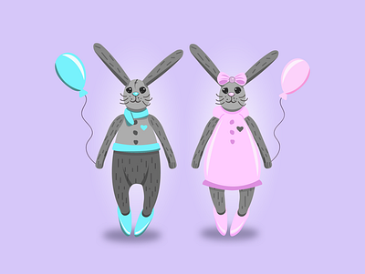 Cute rabbits toys blue boy bunny child girl pink rabbit rabbits toy toys