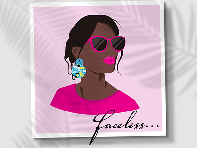 Faceless flat woman portrait card faceless fashion flat lips pinky portrait poster shadow summer woman