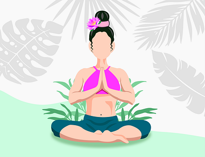 Banner for reception of yoga studio flat health illustration lotus poster wellness woman yoga