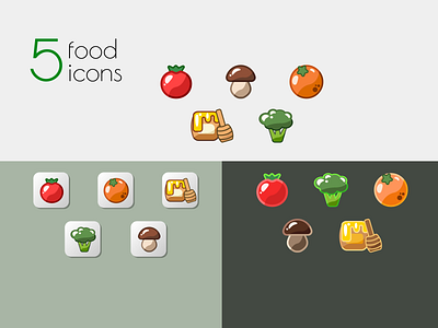 Food icons app diet food fruits health honey icons mushroom orange tomato vegetables