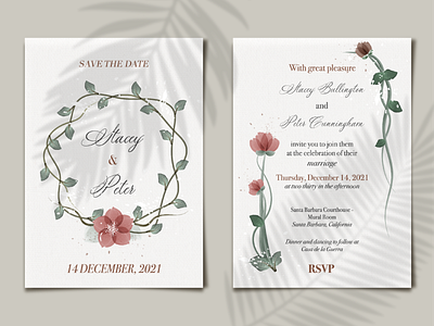 Watercolor wedding invitation flowers illustrator invitation leaves watercolor wedding