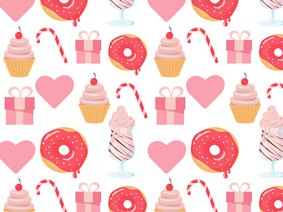 Sweet pattern box design cakes donuts gift icecream pattern present sweet