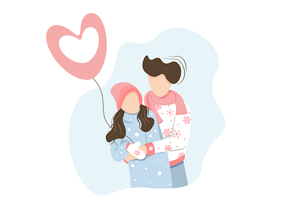 Lovely couple is meeting Valentine's day couple design faceless flat girl heart illustration love man people soft valentines woman