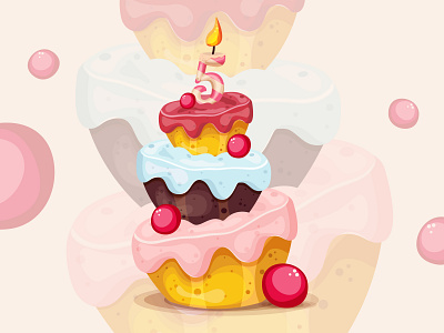 Cake with cream and candle b day cake candle cherry chocolate cream eat food happy muffin sweet