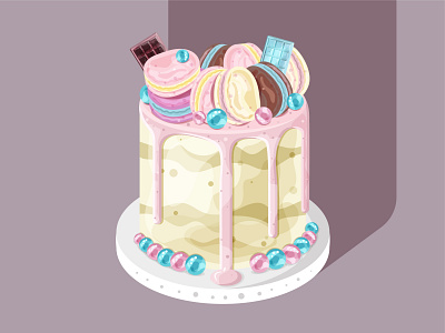Sweet cake with macaroons cream and chocolate birthday cake chocolate design dessert food macaroons sweet