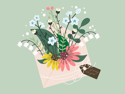 Spring flowers design flowers greeting letter postcard spring