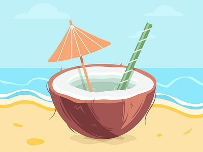 Summer tropical coconut on the beach