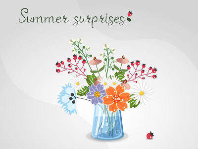 Summer flowers in glass vase