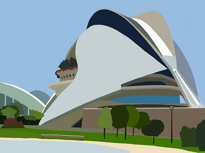 'Palau de les Arts Reina Sofia' illustration - Valencia, Spain art flat illustration ipad pro spain valencia vector