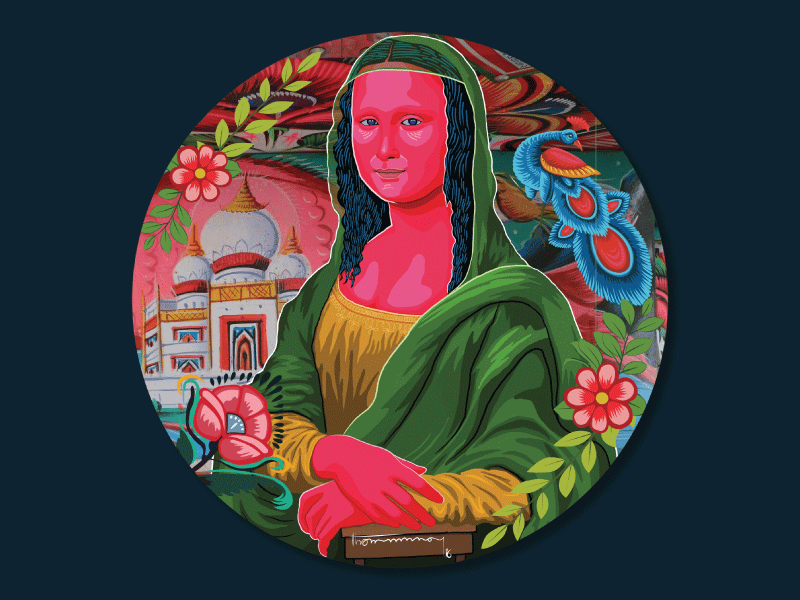 Bangladeshi Mona Lisa art bangladesh bangladeshi cgpainting folk modern painting pop portrait rickshaw traditional vector vinci