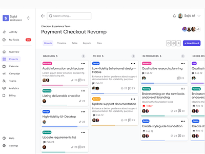 Task Management Dashboard design concept