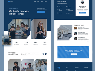 Investment website Landing page design concept