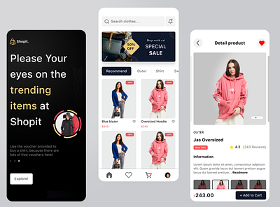 Shopit - Mobile e-commerce app app design branding design icon illustration logo typography ui ui design ux vector