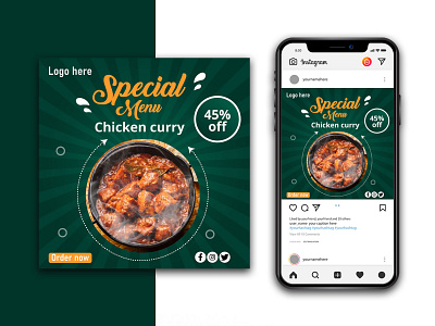 Chicken Curry Social Media Instagram Template branding exclusive design instagram post minimal post banner