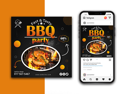 Modern Barbecue Party Instagram Template