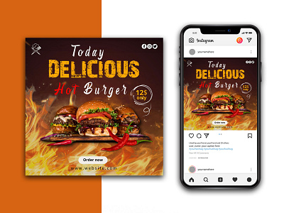 Delicious Hot Burger Instagram Template