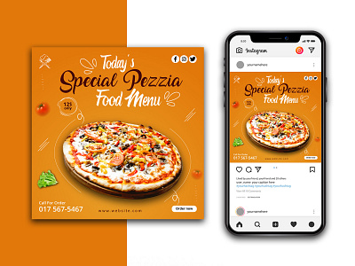 Hot Pizza Banners Instagram Template branding graphic design