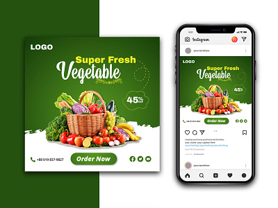 Fresh Vegetable Instagram Template branding design discount banner exclusive design fresh graphic design instagram banner logo minimal