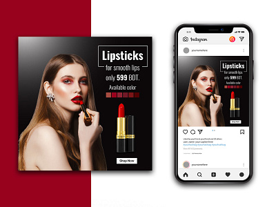 Lipstick Social Media Instagram Banner beauty branding discount banner exclusive design graphic design lipsticks banner post banner
