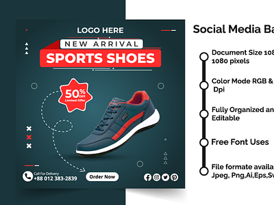 New Arrival Sports Shoes Instagram Template creativebanner