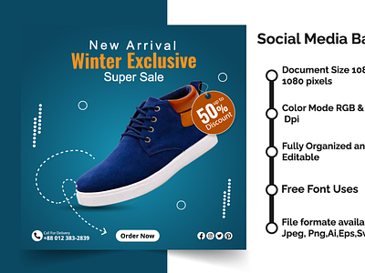Winter Exclusive Shoes Instagram Post Template