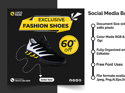 Exclusive Fashion Shoes Instagram Post Template creativebanner