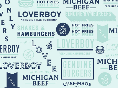 Loverboy Branding Pattern brand branding burger detroit identity loverboy lovers only pattern