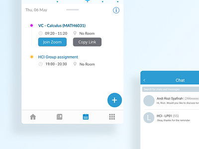 BIMOB Added Feature calendar chat learning app mobile application redesign ui