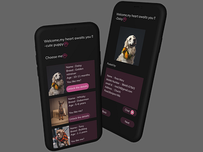 Mobile App Design for Stray Dogs app design figma logo typography ui user experience user experience design user interface ux