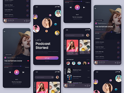 Podcast App UI Kit 3d agency theme animation apps branding dark design girl graphic design hot illustration logo motion graphics music podcast template theme ui ux vector