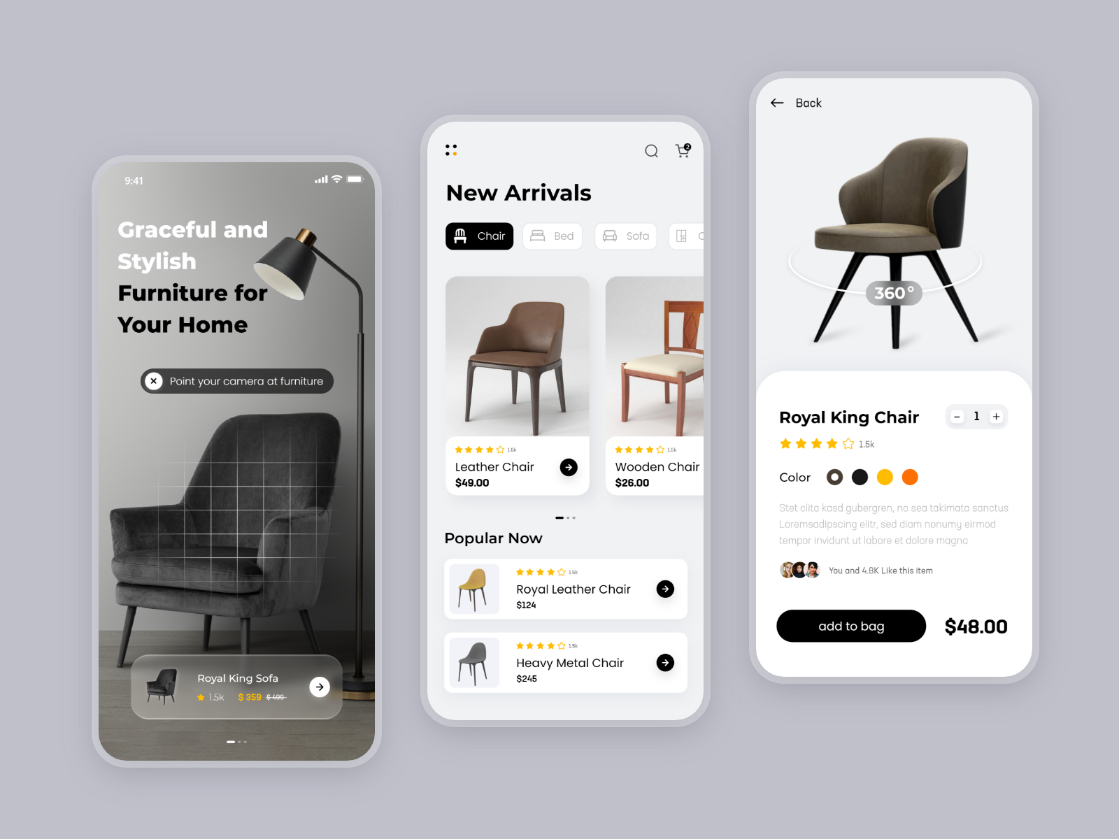 Furniture Mobile App UI Design by MD. Mohin Uddin on Dribbble