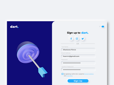 dart Neomorphism sign up form 3d logo ui ux