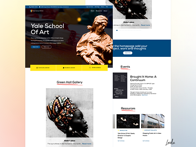 Yale school of art landing page redesign landing page product design ui ux