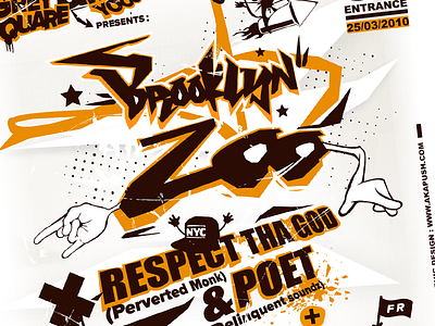 Brooklyn zoo Flyer character design graffiti graffiti art hip hop hip hop head illustration print print design vector vector illustration yo