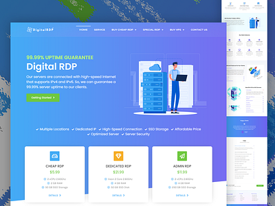 Digital RDP - Live RDP Server Site Hosting Design Templates design elementor elementor templates hosting server design wordpress