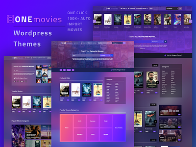 Movie Wordpress Themes with Database - UI UX Web Design branding disney elementor entertainment hbo max movies netflix template kits themes ui ui design ux ux design web design wordpress