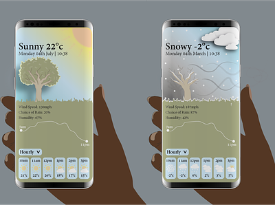 Sunny vs Snowy Weather App Design app art branding design graphic design icon illustration illustrator logo vector