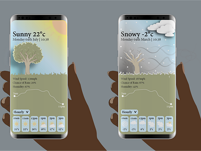 Sunny vs Snowy Weather App Design