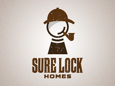 Sure Lock Homes Revised england hat holmes identity logo magnifying glass pipe pun sherlock
