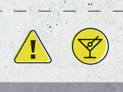 Warning: Drinks Will Be Served caution icon martini offset warning