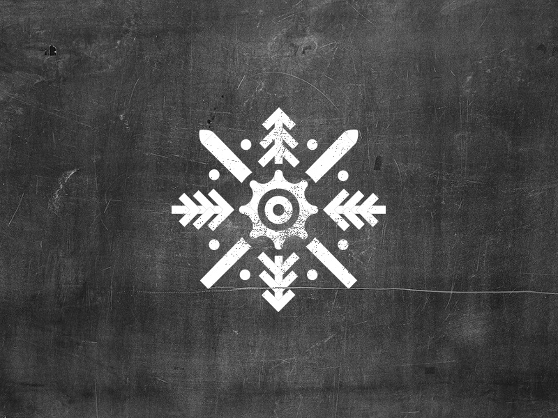 Ski/Bike Chalet Logo skiing biking gear trees forest snowflake chalet
