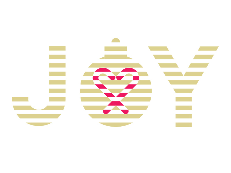 Joy stripes candy canes typography christmas holiday