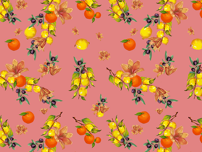 Tuscany Print digital illustration fashion design floral fruits graphic design illustration luxury packaging pattern print surface design textile design