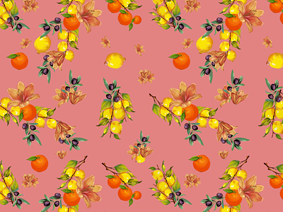 Tuscany Print digital illustration fashion design floral fruits graphic design illustration luxury packaging pattern print surface design textile design