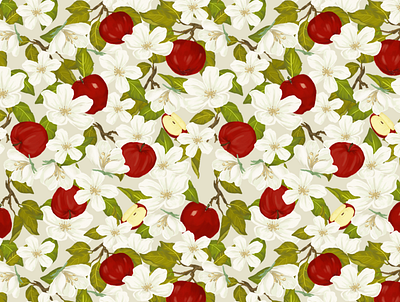 Apples apples digital floral fruits illustration packaging design pattern print surface design textile design