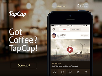 Tapcup iOS App Website Design tapcup web design website