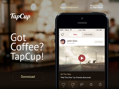 Tapcup iOS App Website Design