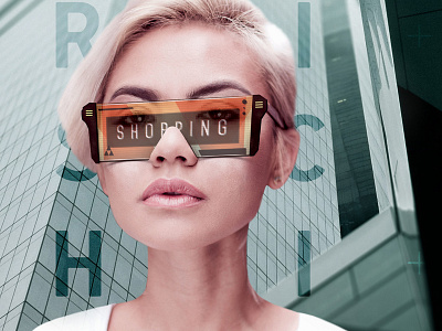 Futurischick future glasses illustration lady online print shopping vr