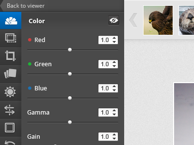 Photo editor ui desktop gui interface